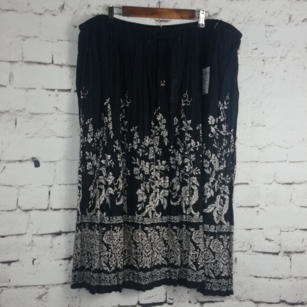NWT Avenue Plus Size Boho Midi Skirt - Picture 1 of 4